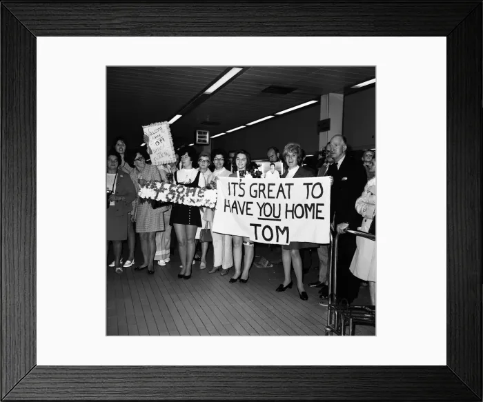Framed Print : Singer Tom Jones was welcomed home today at Heathrow Airport when he arrived back from a Framed Print : Singer Tom Jones was welcomed home today at Heathrow Airport when he arrived back from a