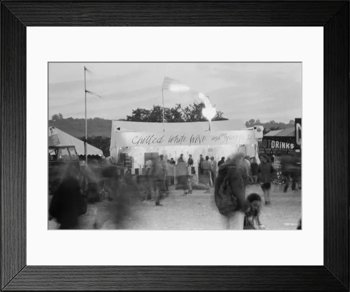 Framed Print : Glastonbury Festival 1994. General scenes. The Chilled Wine Shop on site Framed Print : Glastonbury Festival 1994. General scenes. The Chilled Wine Shop on site