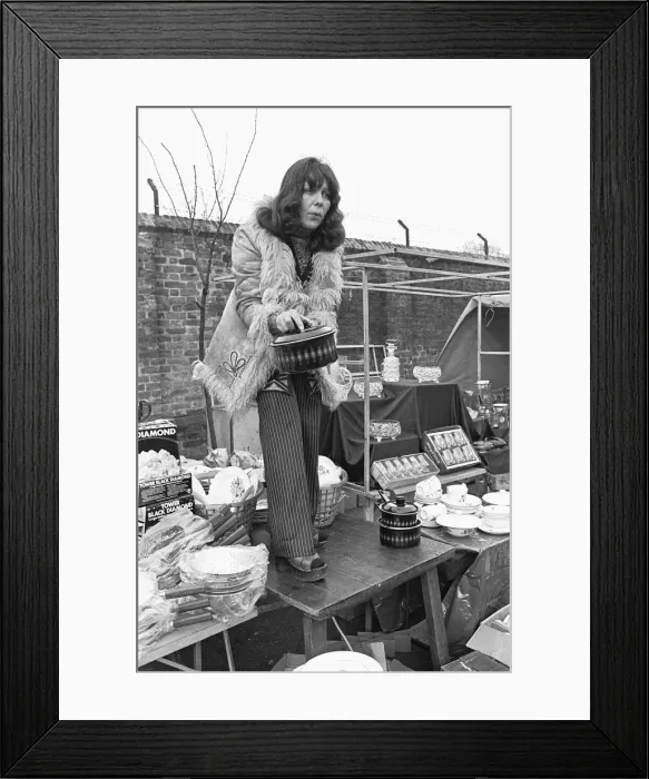 Framed Print : The Oval Sunday Market Circa May 1970 China and kitchenware stall Framed Print : The Oval Sunday Market Circa May 1970 China and kitchenware stall