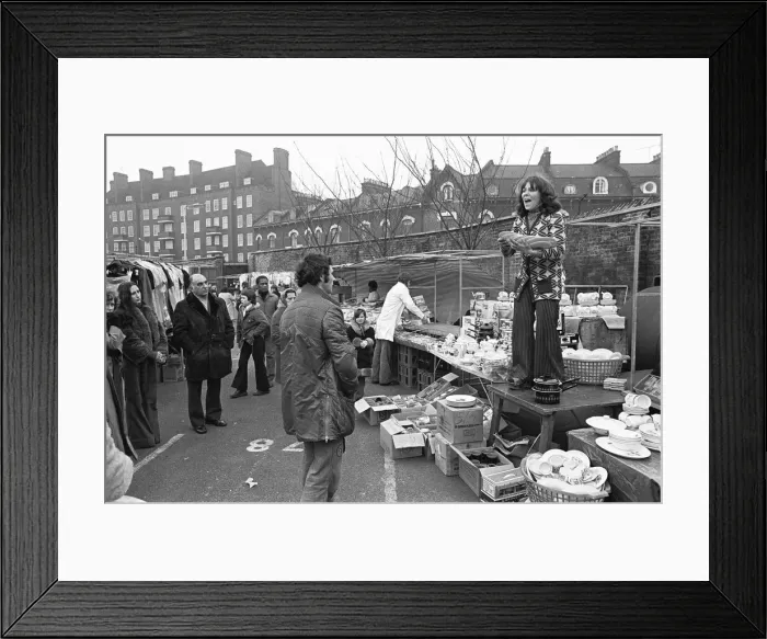 Framed Print : The Oval Sunday Market Circa May 1970 China and kitchenware stall Framed Print : The Oval Sunday Market Circa May 1970 China and kitchenware stall