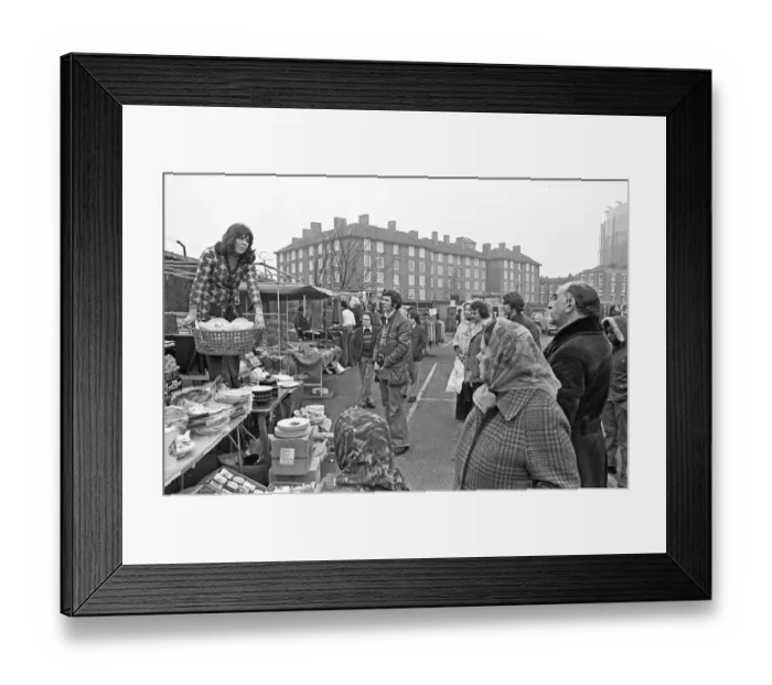 Framed Print : The Oval Sunday Market Circa May 1970 China and kitchenware stall Framed Print : The Oval Sunday Market Circa May 1970 China and kitchenware stall