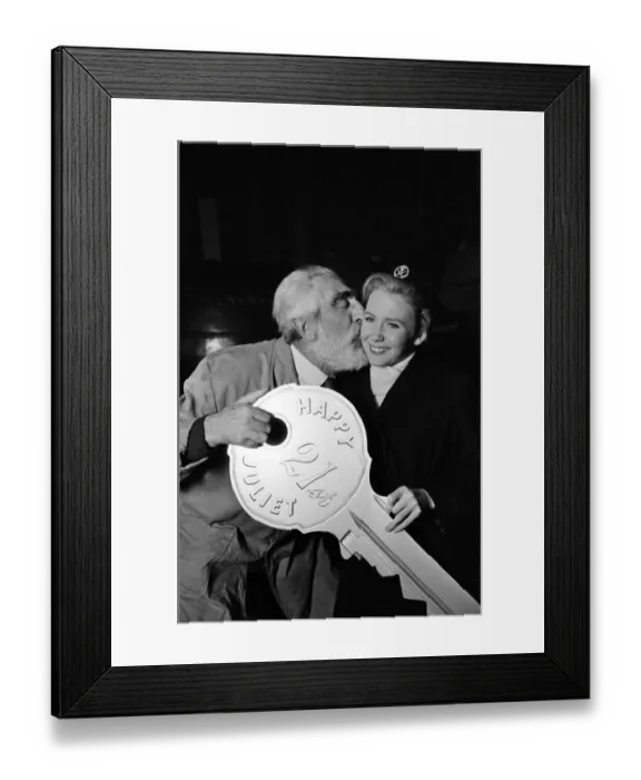 Framed Print : Actress Juliet Mills celebrates her 21st Birthday at Pinewood Studios during the filming
