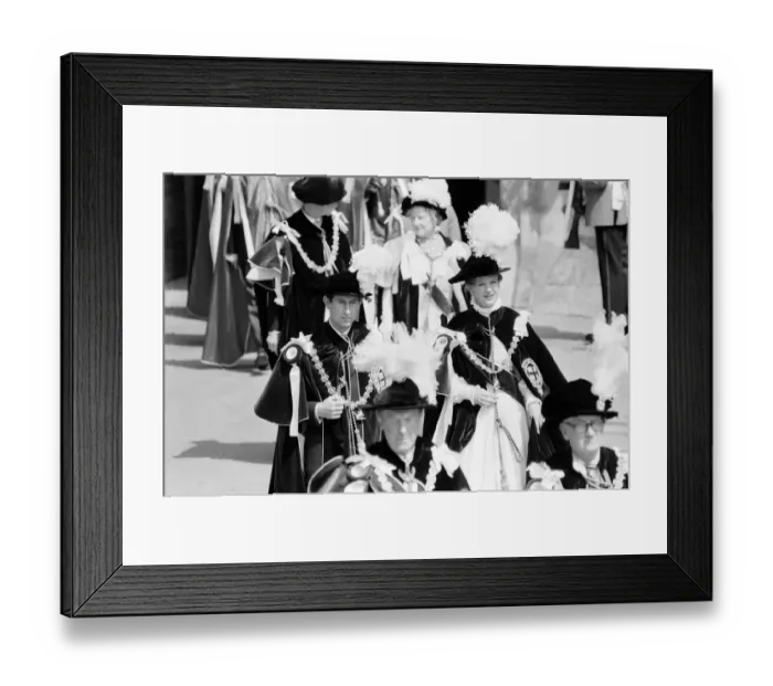 Framed Print : His Royal Highness The Price of Wales escorts Her majesty Margrethe II Queen of Denmark