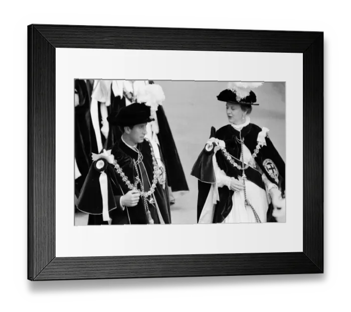 Framed Print : His Royal Highness The Price of Wales escorts Her majesty Margrethe II Queen of Denmark