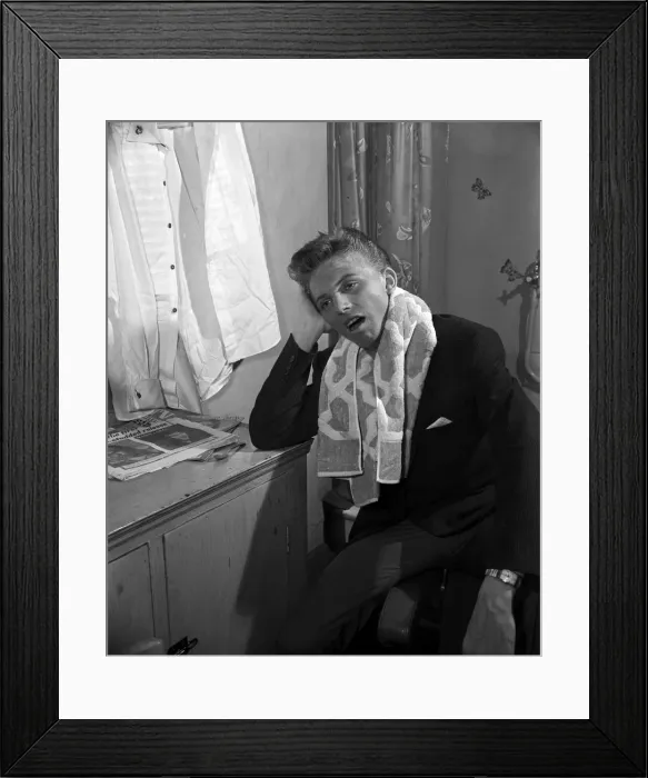 Framed Print : Tommy Steele resting in his dressing room. 1957
