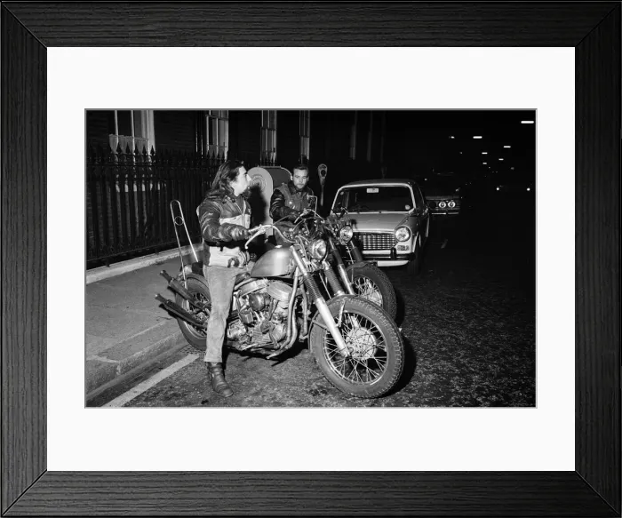 Framed Print : Two of the original San Francisco Hells Angels in London Framed Print : Two of the original San Francisco Hells Angels in London