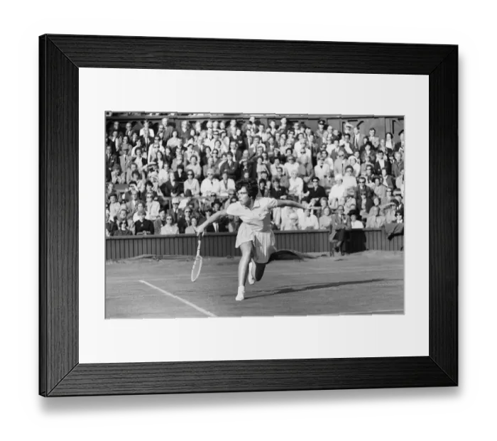 Framed Print : Billie Jean King (USA) vs Britains Winnie Shaw during there Centre Court Women Framed Print : Billie Jean King (USA) vs Britains Winnie Shaw during there Centre Court Women