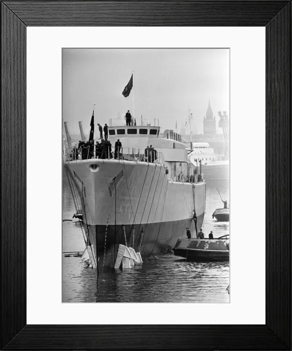 Framed Print : Princess Alexandra launches the ship Waikato at Harland and Wolff shipyard, Belfast Framed Print : Princess Alexandra launches the ship Waikato at Harland and Wolff shipyard, Belfast