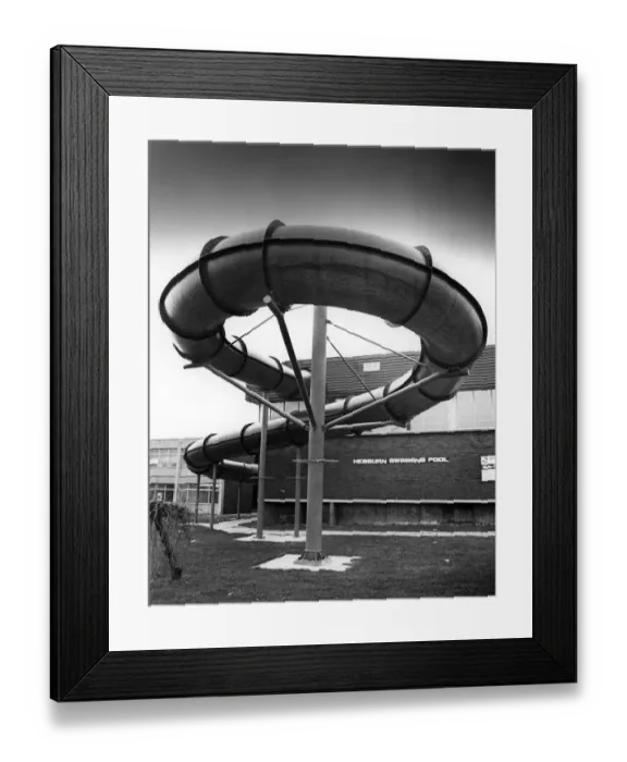 Framed Print : The Hebburn water slide. 3rd January 1989