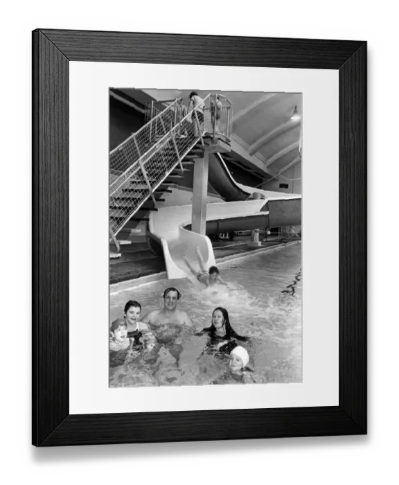 Framed Print : A new 25 metre slide with fast curves which cost £15, 000 at Scotswood Baths