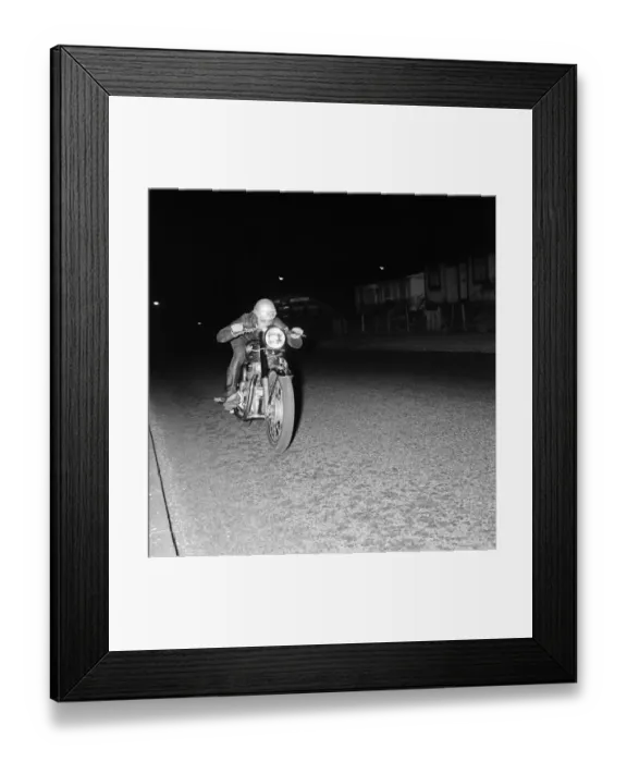 Framed Print : A motor cyclist at speed on a section of the Sidcup by-pass, Kent