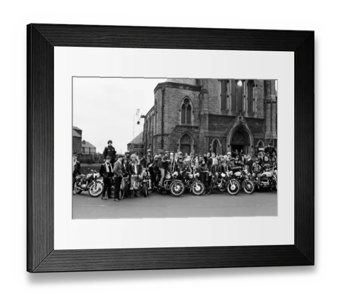 Framed Print : The Ton-up boys and their girlfriends turned up for a sportsman Framed Print : The Ton-up boys and their girlfriends turned up for a sportsman