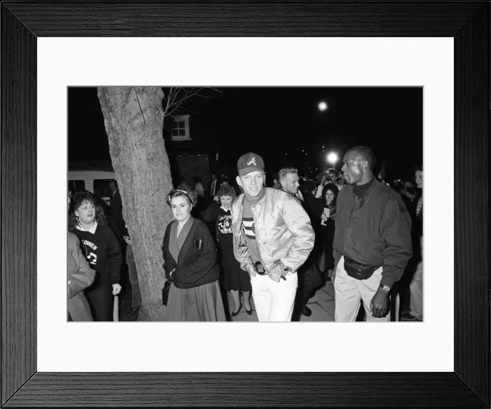Framed Print : Matt and Luke Goss of Bros visit Hayley Green Hospital, Halesowen. 6th February 1990 Framed Print : Matt and Luke Goss of Bros visit Hayley Green Hospital, Halesowen. 6th February 1990