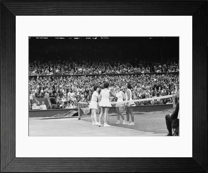 Framed Print : Wimbledon Championship Final 1965. Maria Bueno and Billie Jean Moffitt defeated Framed Print : Wimbledon Championship Final 1965. Maria Bueno and Billie Jean Moffitt defeated