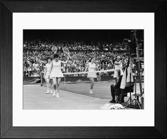 Framed Print : Wimbledon Championship Final 1965. Maria Bueno and Billie Jean Moffitt defeated Framed Print : Wimbledon Championship Final 1965. Maria Bueno and Billie Jean Moffitt defeated