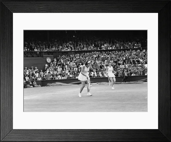 Framed Print : Wimbledon Championship Final 1965. Maria Bueno and Billie Jean Moffitt defeated Framed Print : Wimbledon Championship Final 1965. Maria Bueno and Billie Jean Moffitt defeated