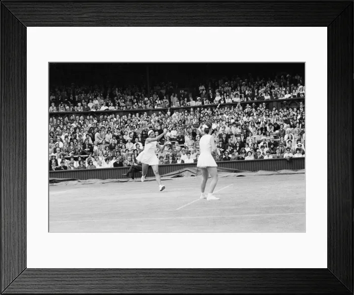 Framed Print : Wimbledon Championship Final 1965. Maria Bueno and Billie Jean Moffitt defeated Framed Print : Wimbledon Championship Final 1965. Maria Bueno and Billie Jean Moffitt defeated