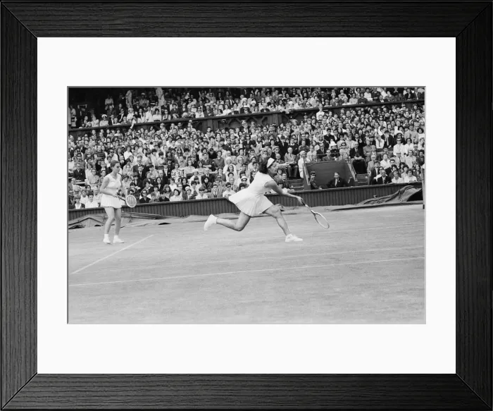 Framed Print : Wimbledon Championship Final 1965. Maria Bueno and Billie Jean Moffitt defeated Framed Print : Wimbledon Championship Final 1965. Maria Bueno and Billie Jean Moffitt defeated