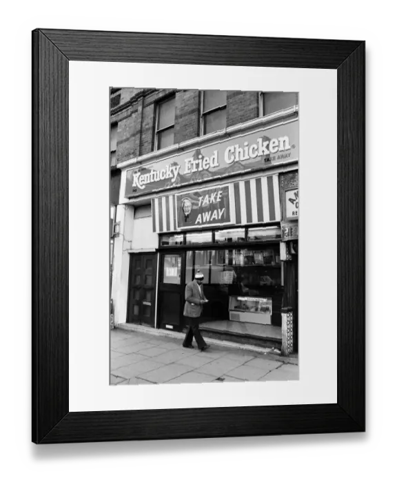 Framed Print : Kentucky Fried Chicken at 243 Finchley Road London. 11th January 1981 Framed Print : Kentucky Fried Chicken at 243 Finchley Road London. 11th January 1981