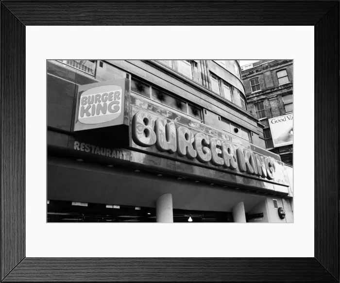 Framed Print : Burger King restaurant, Coventry Street, London. 11th January 1981 Framed Print : Burger King restaurant, Coventry Street, London. 11th January 1981