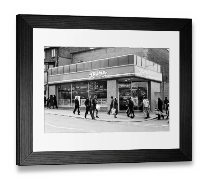 Framed Print : Trumps'hamburger restaurant. 11th January 1981 Framed Print : Trumps'hamburger restaurant. 11th January 1981