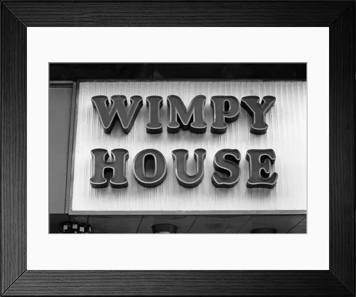 Framed Print : Wimpy House restaurant signs. 17th July 1973 Framed Print : Wimpy House restaurant signs. 17th July 1973