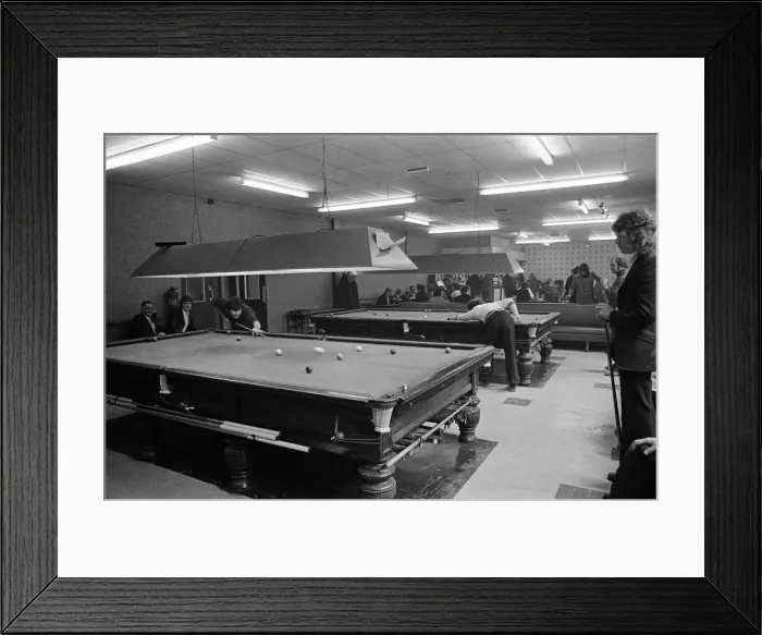 Framed Print : The billiards room at Eston Institute, a social club in Middlesbrough. May 1974