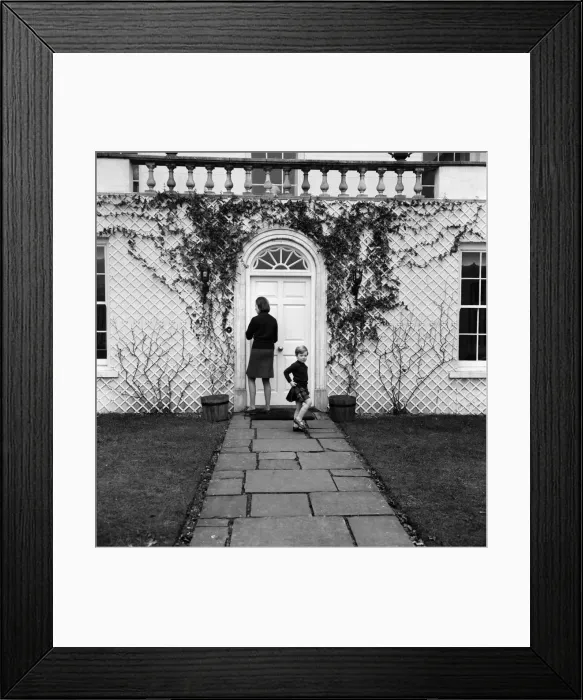 Framed Print : Four years old today, Master James Ogilvy, goes out with mother, Princess Alexandra