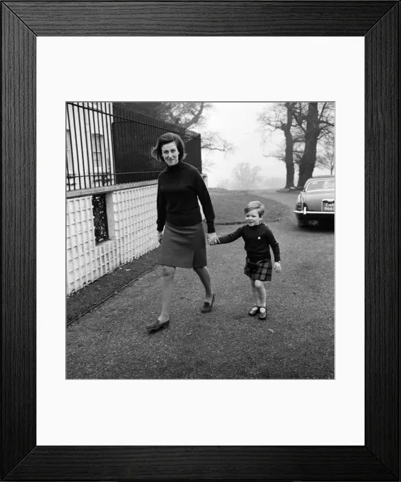 Framed Print : Four years old today, Master James Ogilvy, goes out with mother, Princess Alexandra