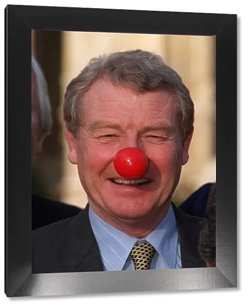 Paddy Ashdown MP March 1999 wearing Red Nose in Westminster in aid of the comedy