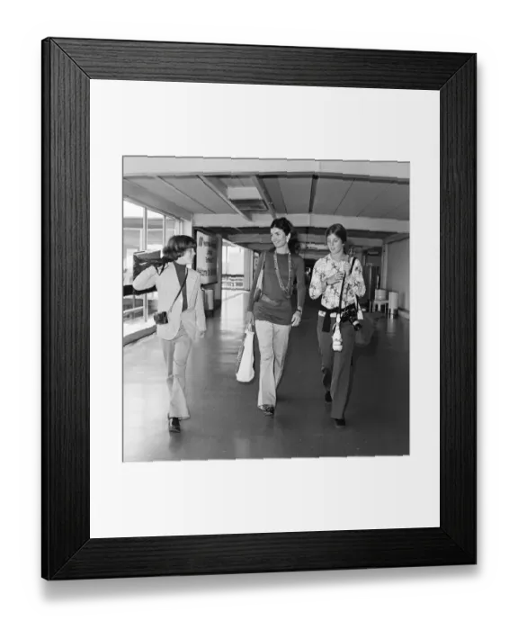 Framed Print : Jackie Onassis pictured at Heathrow Airport in London, pictured with her two children Framed Print : Jackie Onassis pictured at Heathrow Airport in London, pictured with her two children
