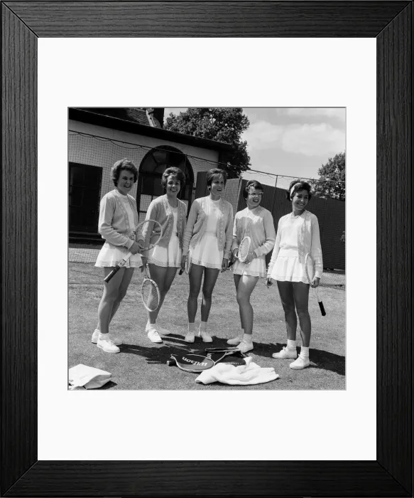 Framed Print : The Hurlingham Club pre-Wimbledon party. The USA team including Carole Caldwell Framed Print : The Hurlingham Club pre-Wimbledon party. The USA team including Carole Caldwell