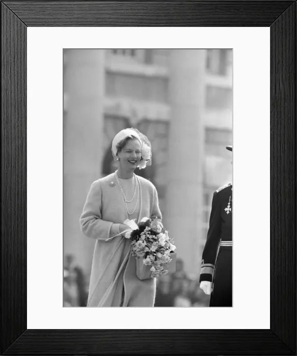Framed Print : Queen Margrethe of Denmark, arrives by boat at Greenwich to start her State Visit Framed Print : Queen Margrethe of Denmark, arrives by boat at Greenwich to start her State Visit