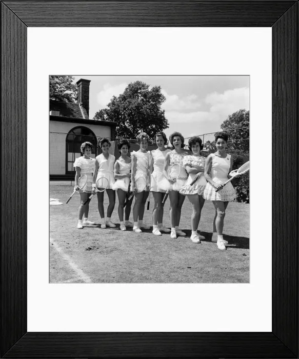 Framed Print : The Hurlingham Club pre-Wimbledon party. Group of players in Fred Perry outfits Framed Print : The Hurlingham Club pre-Wimbledon party. Group of players in Fred Perry outfits