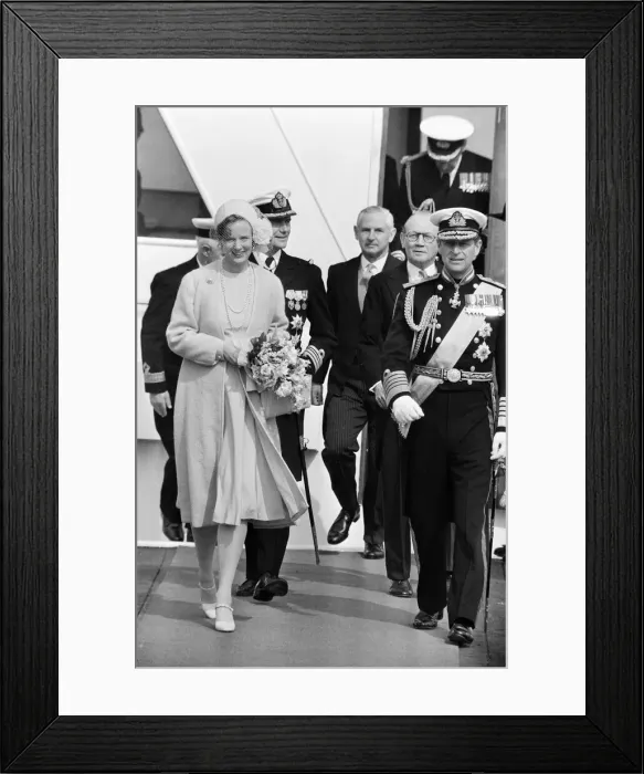 Framed Print : Queen Margrethe of Denmark, accompanied by her husband, Prince Henrik Framed Print : Queen Margrethe of Denmark, accompanied by her husband, Prince Henrik