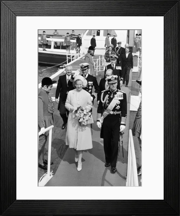 Framed Print : Queen Margrethe of Denmark, accompanied by her husband, Prince Henrik