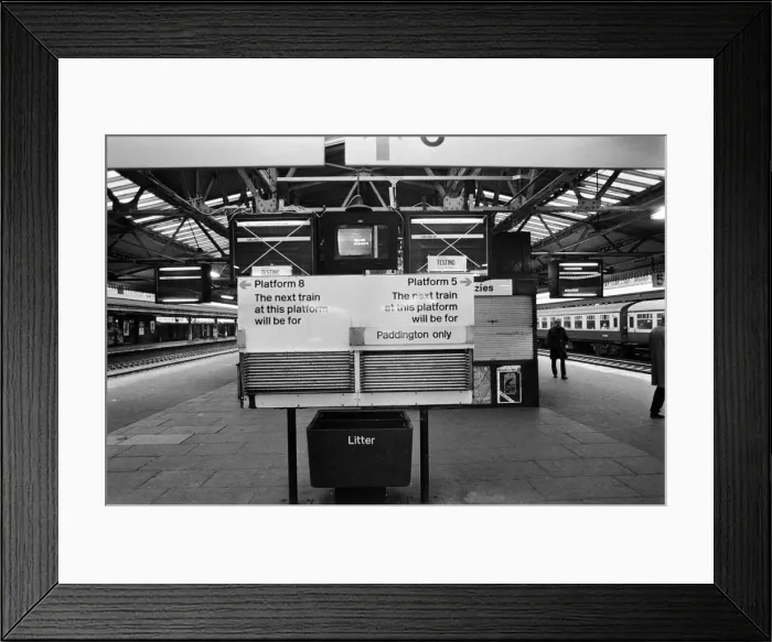Framed Print : New train indicator boards at Reading Station. January 1975 Framed Print : New train indicator boards at Reading Station. January 1975