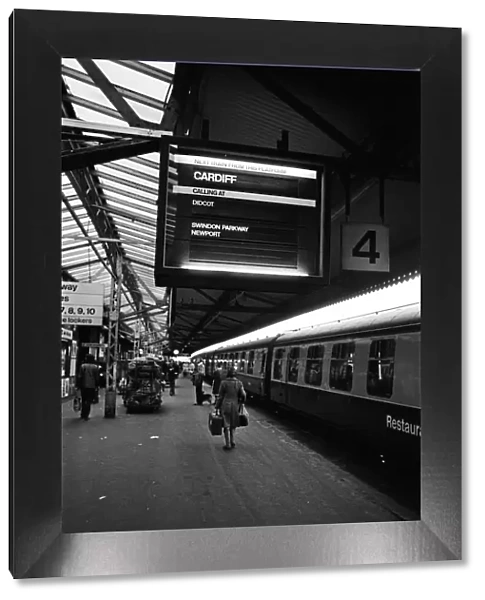 New train indicator boards at Reading Station. January 1975