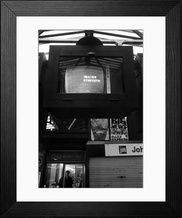 Framed Print : New train indicator boards at Reading Station. January 1975 Framed Print : New train indicator boards at Reading Station. January 1975