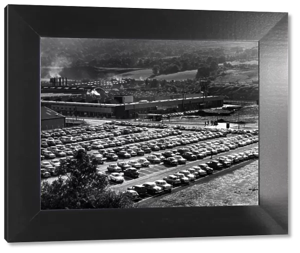 The packed car park at the Hoover washing machine factory, Pentrebach, Merthyr Tydfil
