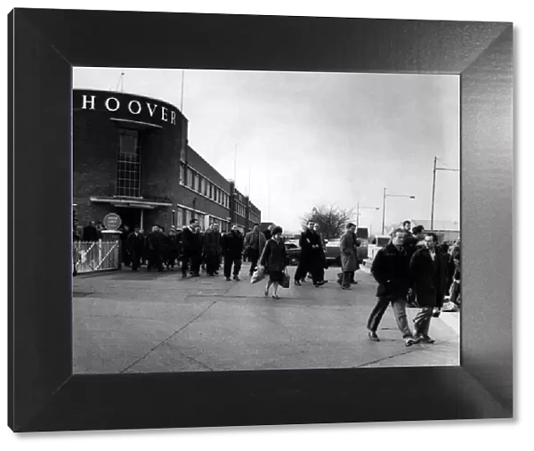 Employees leaving the Hoover factory, Pentrebach, after their meeting. 12th March 1965
