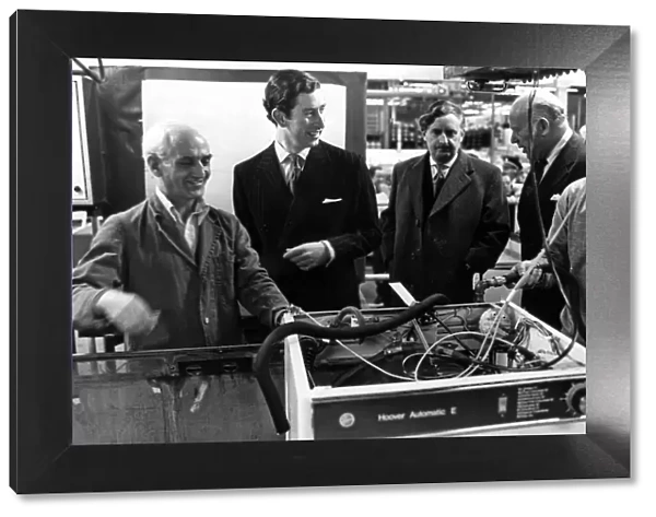 The Prince of Wales inspecting some of finished project at the Hoover factory in Merthyr