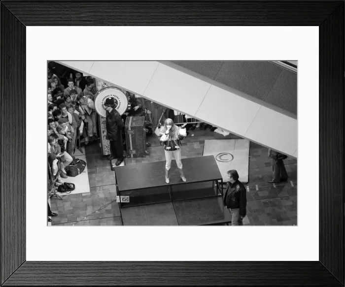 Framed Print : Thousands of young pop fans gather at the Bull Ring Shopping Centre for pop singer Framed Print : Thousands of young pop fans gather at the Bull Ring Shopping Centre for pop singer