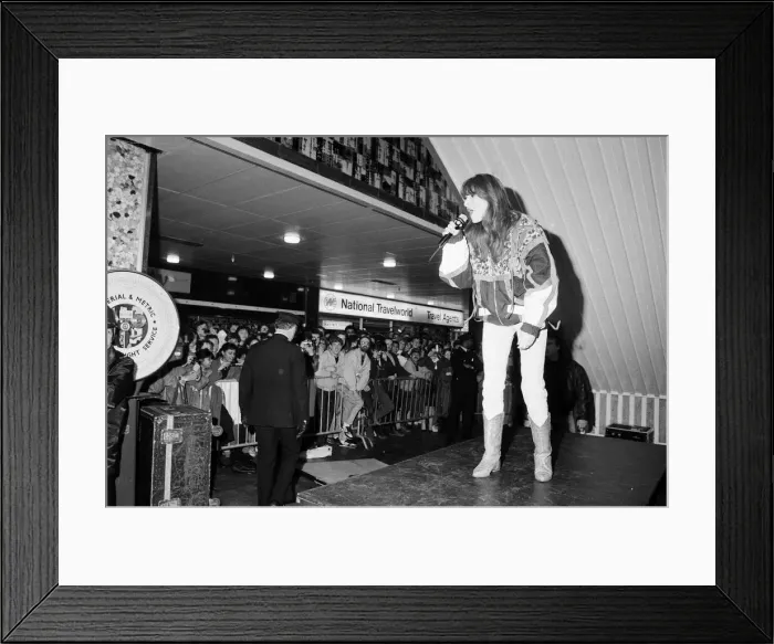 Framed Print : Thousands of young pop fans gather at the Bull Ring Shopping Centre for pop singer Framed Print : Thousands of young pop fans gather at the Bull Ring Shopping Centre for pop singer