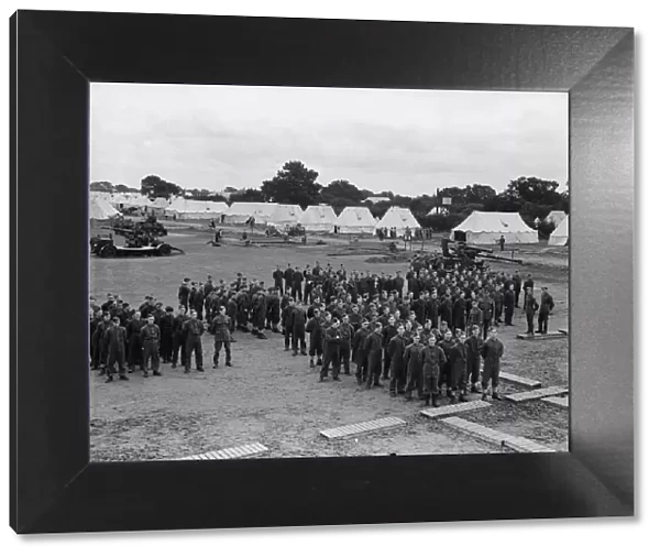 Militiamen in training 27th July 1939 On parade at Oswestry camp