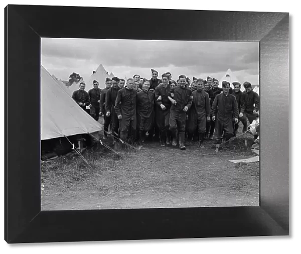Militiamen in training at Oswestry camp. 27th July 1939 The Militiamen were