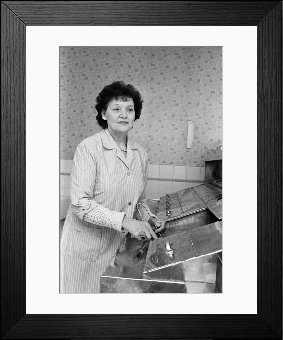 Framed Print : Fish and chip shop in Middlesbrough for sale. 1975 Framed Print : Fish and chip shop in Middlesbrough for sale. 1975