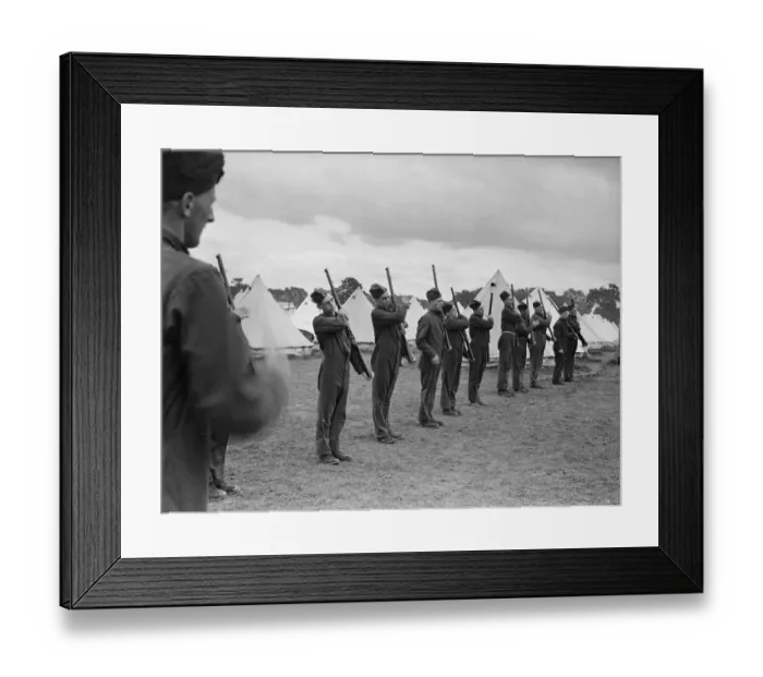 Framed Print : Militiamen in training 15th July 1939 Militiamen seen here at Whittington Barracks