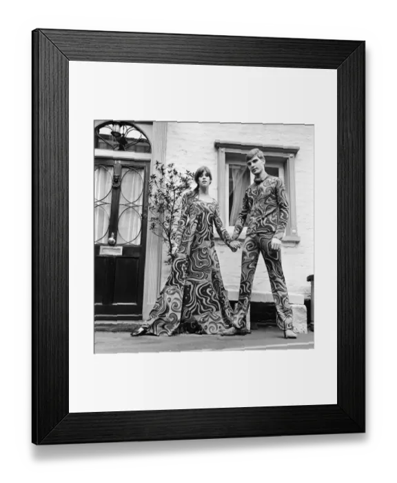 Framed Print : Rory Davis (the lady) with Mike Brown modelling psychedelic outfits at Joseph Bancroft Framed Print : Rory Davis (the lady) with Mike Brown modelling psychedelic outfits at Joseph Bancroft