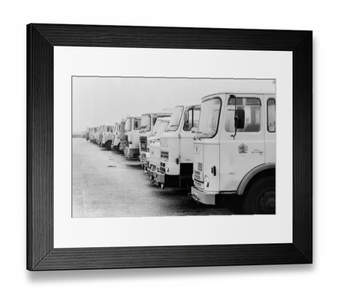 Framed Print : Empty petrol tankers during the strike at Kingsbury Oil Depot, near Birmingham Framed Print : Empty petrol tankers during the strike at Kingsbury Oil Depot, near Birmingham